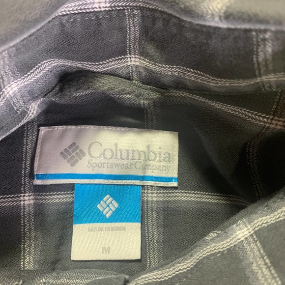 Columbia Mens Shirt Size Medium Gray Checkered Long‎ Sleeves Button Down Pocket - Picture 8 of 9